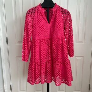 J. Crew Vibrant Pink Eyelet Dress